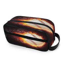 Tragbare Kulturtasche Weiß Feuer Baseball Reise Waschtasche Multifunktions Kosmetiktasche Make-up-Tasche Aufbewahrungstasche für Frauen Männer Jungen Mädchen, multi von HMZXZ