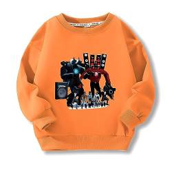 Funny Game Print Pullover Casual Sportswear Unisex, Anime Figur Hoodie Rundhalsausschnitt, Unisex Langarm Basketball Trikots Für Frühling Herbst Winter (Orange,140) von HNDB