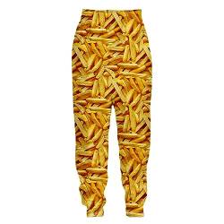 Lustige Essen Jogginghose Unisex, Herren Kreatives Muster Sporthose Damen Pommes Fast Food Druck Shorts Personalisierte Kleidung Cosplay Party Jogginghose (6,XL) von HNDB