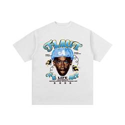 Rapper T-Shirts Für Herren Und Damen Singer Printed Tee, Baumwolle Kurzarm Casual Tee Shirt Sweatshirts, Unisex Crew Neck Tops Hip Hop Streetwear (White,L) von HNDB