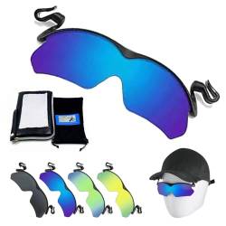 HNFYSMQL Polarized Clip Cap Sunglasses, 2024 New Clip Cap Sports Sunglasses, Clip on Hat Polarized Sunglasses for Fishing Biking Hiking Cycling (Blue,1) von HNFYSMQL