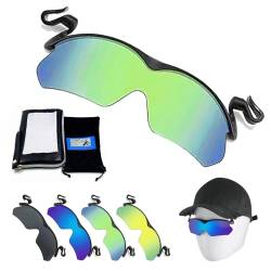 HNFYSMQL Polarized Clip Cap Sunglasses, 2024 New Clip Cap Sports Sunglasses, Clip on Hat Polarized Sunglasses for Fishing Biking Hiking Cycling (Green,1) von HNFYSMQL