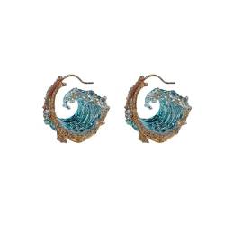 Ocean's Oath Jewelry Set, Wear the Waves! 2024 New Ocean Wave Necklace Earrings/Rings Set, Summer Marine Theme Jewelry Set, Sky blue ocean wave decorative pendant Gift for Women Girls (Earring) von HNFYSMQL