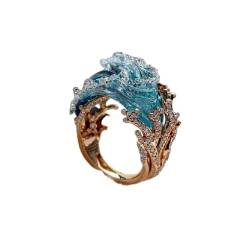 Ocean's Oath Jewelry Set, Wear the Waves! 2024 New Ocean Wave Necklace Earrings/Rings Set, Summer Marine Theme Jewelry Set, Sky blue ocean wave decorative pendant Gift for Women Girls (Rings) von HNFYSMQL