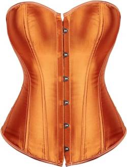 HNGHOU Damen Bustier Korsett Top Plus Size Satin Taille Cincher Überbrust Bustiers, Orange/Abendrot im Zickzackmuster (Sunset Chevron), Medium von HNGHOU