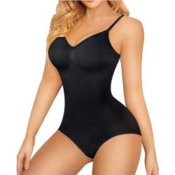 HNIEHEDT Body für Damen, Shapewear zur Kontrolle des Bauches, formender Body, Body Shaper, verstellbare Schultergurte (Black, XXXL) von HNIEHEDT