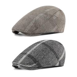 2 Stück Schirmmützen für Herren Schiebermütze Baumwolle Verstellbar Baumwolle Schiebermütze Flatcap Herren Frühling Herbst Hüte Caps (A) von HNJKJEU