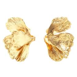 HNJUSR Earrings for Women Gold Ohrringe Gold Creolen Vintage Übertrieben Gold Ohrringe Punk Unregelmäßige Ohrringe Halb Strukturierte Geometrische Ohrringe Gold Metall Blütenblatt von HNJUSR