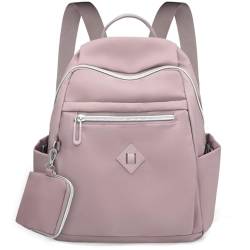 HNOOM Rucksack Damen Klein Cityrucksack Wasserdicht Rucksäcke Damen Elegant Casual Mini Daypacks Damen Rucksackhandtaschen Nylon Rucksacktasche für Reise Freizeit Einkauf Arbeit (Lila) von HNOOM