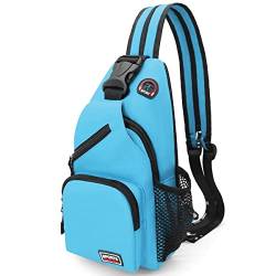 Sling Bag Brusttasche Rucksack Damen und Herren Oxford-Stoff Schulterrucksack Crossbody Bag Umhängetasche Sporttasche Casual Daypack für Outdoorsport, Reisen, Einkaufen (Blau) von HNOOM