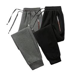 HNVAVQ Herren Jogger Sweatpants Casual Trainingsanzug Jogginghose mit Reißverschlusstaschen, 2er-Pack, B, XL von HNVAVQ