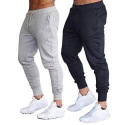 HNVAVQ Herren-Jogginghose, leichte Hose, Trainingshose mit Taschen, 2er-Pack Fitness-Hosen, E, XL von HNVAVQ