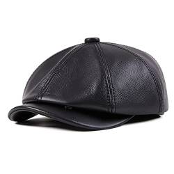 Herren Damen Gatsby Barett Newsboy Kappe Ledermütze Flat Cap Schiebermütze 8 Panel Casual Mütze von HNVAVQ