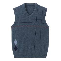 Herren Pullunder Strickweste 100% Kaschmir V Hals Ärmellos Gestrickte Pullover Business Pullunder von HNVAVQ