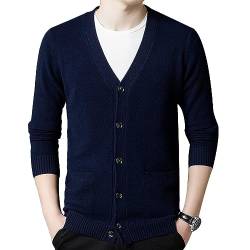 Herren Strickjacke Langarm mit Taschen V-Ausschnitt Cardigan aus Kaschmir 100% von HNVAVQ