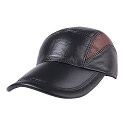 Leder Baseball Mütze Basecap Herren Baseball Kappe,Verstellbar Ledercap Schirmmütze von HNVAVQ