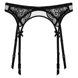 HNYBD Damen Strapsgürtel Spitze Strumpfgürtel Strümpfe Retro Strapsgürtel Dessous Set für Holdup Strümpfe, Schwarz , 42 von HNYBD