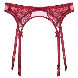 HNYBD Damen Strapsgürtel Spitze Strumpfgürtel Strümpfe Retro Strapsgürtel Dessous Set für Holdup Strümpfe, rot, 42 von HNYBD