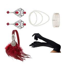 1920er Jahre Flapper GatsbyParty Kostüm Zubehör für Frauen Vintage Strass Kopfschmuck baumelnde Ohrringe Make-up Party Wear Halloween Stirnband Zubehör Party Dekorationen von HNsdsvcd