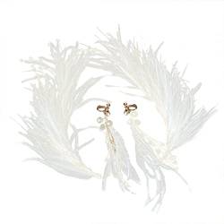 Feder-Haarspange für Damen, Feen-Tiara, Vintage-Stil, baumelnde Ohrringe/Stirnband, eleganter Kopfschmuck, Mädchen-Schmuck, Feder-Haarspange, Haarnadeln von HNsdsvcd