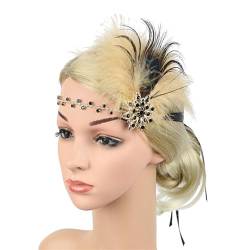 Flapper-Accessoires für Damen, GatsbyParty-Kostüm, Federn, Stirnband mit Strasssteinen, Cocktail-Party, Abschlussball, elegante Kopfbedeckung, festliches Haar-Accessoire, auffälliges Haar-Accessoire, von HNsdsvcd