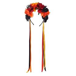 Goth Blumenkronen für Frauen Tag der Toten Stirnband Gothic Schädel Stirnband Blume Stirnband Halloween Stirnband Tag der Toten Stirnbänder von HNsdsvcd