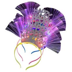 Haarreifen 2024 Nachtstall LED-Stirnbänder mit Glitzer-Thema mit LED-Neujahr für Kinder, Pedlar, Teenager, Kopfbedeckung, Party-Stirnband von HNsdsvcd