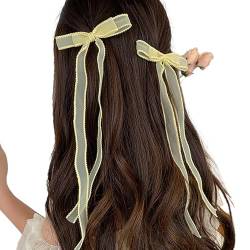 Haarspangen mit Schleife, für süße Mädchen, niedlicher Charm, ästhetisch, Stoff, Haarschmuck, Haarspange für Damen, dünnes/dickes Haar, Haarspange für Damen, dickes Haar, 2 Stück von HNsdsvcd