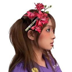 Japonism Lilien, Brautblume, Seitenclip, Haarspange, Prinzessin, süße Mädchen, Pony-Clip, Lilien, Lilien, mehrfarbige Lilien, Blumen-Haarspange von HNsdsvcd