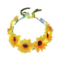 LED-Sonnenblumen-Haarband für Damen, Sonnenblumen-Haarband, Boho-Stil, elegantes Kopfschmuck, leuchtende Blume von HNsdsvcd