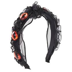 Plissiertes Stirnband, schwarzes Stirnband, Gothic-Kopfbedeckung, Halloween, böse Augen, Stirnband für Damen, Punk, Gothic, schwarzes Stirnband von HNsdsvcd