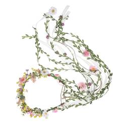 Realistisches Blumen-Stirnband für Cosplay, mit langen Blättern, Quasten, ethnisches Blumen-Stirnband für Braut, Hochzeit, Blumen-Stirnband, Blume, Erwachsene, Blumen-Stirnband von HNsdsvcd