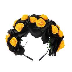 Zartes Blumen- und Totenkopf-Haarband, dünnes Seitenhaarband, Blumen-Stirnband für Mädchen, Halloween-Haarband mit Schleier-Dekor, Halloween-Blumen-Haarband von HNsdsvcd