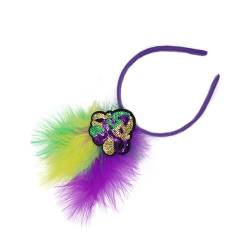 Zartes Karnevals-Stirnband mit Feder für Mädchen, Karneval, Stirnband mit Pailletten, glitzerndes Haar-Accessoire, Karnevals-Haarband von HNsdsvcd