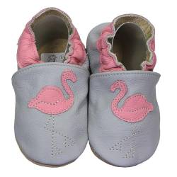 HOBEA-Germany Baby Lauflernschuhe Tiermotiv mit Anti-Rutsch-Sohle, Kinder Hausschuhe Mädchen & Jungen, Lederschuhe Baby (18/19 (6-12 Mon), Flamingo) von HOBEA-Germany