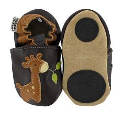 HOBEA-Germany Baby Lauflernschuhe Tiermotiv mit Anti-Rutsch-Sohle, Kinder Hausschuhe Mädchen & Jungen, Lederschuhe Baby (26/27 (30-36 Mon), Giraffe) von HOBEA-Germany