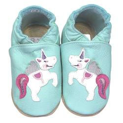 HOBEA-Germany Kitaschuhe Safestep, Kinderhausschuhe, Lederschuhe (Einhorn Mint, 30/31) von HOBEA-Germany