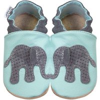 HOBEA-Germany Krabbelschuhe Elefant hellblau 16/17 (0 - 6 Monate) Krabbelsohle Krabbelschuh handgefertigt in der EU von HOBEA-Germany