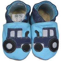 HOBEA-Germany Krabbelschuhe Traktor blau 16/17 (0 - 6 Monate) Krabbelsohle Krabbelschuh handgefertigt in der EU von HOBEA-Germany