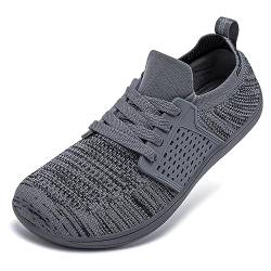 HOBIBEAR Breite Barfußschuhe Herren Damen Wanderschuhe Trail Running Sneakers | Zero Drop Sohle | Mittelfußstabilität, dunkelgrau, 43 EU von HOBIBEAR