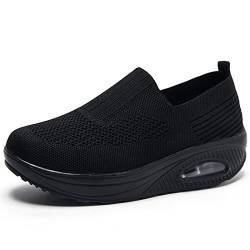 HOBTEC Damen-Slip-On-Schuhe, Luftpolster-Memory-Foam-Komfort-Damen-Turnschuhe (Color : Black, Size : 37 EU) von HOBTEC