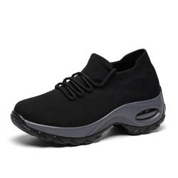 HOBTEC Damen-Sneaker mit Fußgewölbeunterstützung aus Memory-Schaum (Color : Black, Size : 38 EU) von HOBTEC