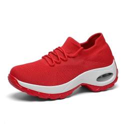 HOBTEC Damen-Sneaker mit Fußgewölbeunterstützung aus Memory-Schaum (Color : Red, Size : 36 EU) von HOBTEC