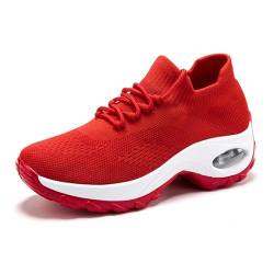 HOBTEC Damen-Sneaker mit Fußgewölbeunterstützung aus Memory-Schaum (Color : Red, Size : 38 EU) von HOBTEC
