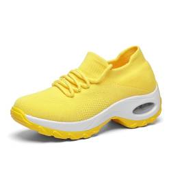 HOBTEC Damen-Sneaker mit Fußgewölbeunterstützung aus Memory-Schaum (Color : Yellow, Size : 37 EU) von HOBTEC