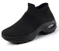 HOBTEC Damen-Sneaker mit Memory-Schaum, Bequeme Arbeits-Wanderschuhe for Hineinschlüpfen (Color : Black, Size : 38 EU) von HOBTEC