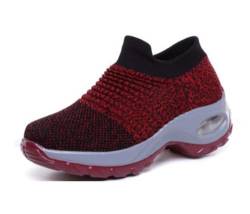 HOBTEC Damen-Sneaker mit Memory-Schaum, Bequeme Arbeits-Wanderschuhe for Hineinschlüpfen (Color : Red, Size : 44 EU) von HOBTEC