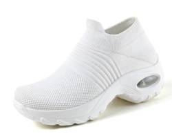 HOBTEC Damen-Sneaker mit Memory-Schaum, Bequeme Arbeits-Wanderschuhe for Hineinschlüpfen (Color : White, Size : 43 EU) von HOBTEC