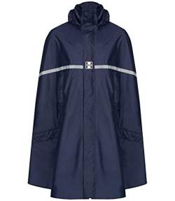 HOCK Premium Regenponcho mit Reißverschluss - Fahrradponcho Wasserdicht mit Reflektoren - Herren Damen Regenschutz - Hochwertige Regenbekleidung (marine, XXL) von HOCK