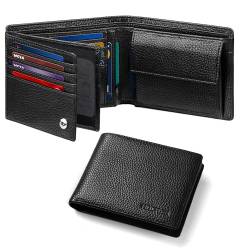 HOCRES® Geldbörse für Herren, multifunktional, RFID-blockierend, Leder, schmal, mit 15 Kreditkartenfächern, 2 Geldscheinfächern und 2 Ausweisfenstern, minimalistische Brieftaschen für Herren, mit von HOCRES